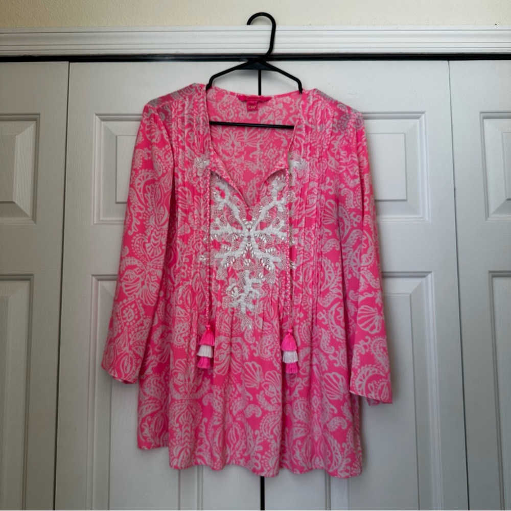 LILLY PULITZER TUNIC BLOUSE SIZE LARGE